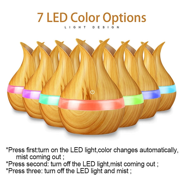 Ultrasonic Humidifier Wood Grain  Aromatherapy Diffusers,