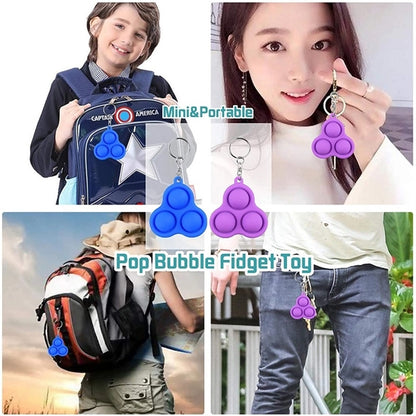 Fidget simple dimple toy Key Ring Triangular Circle