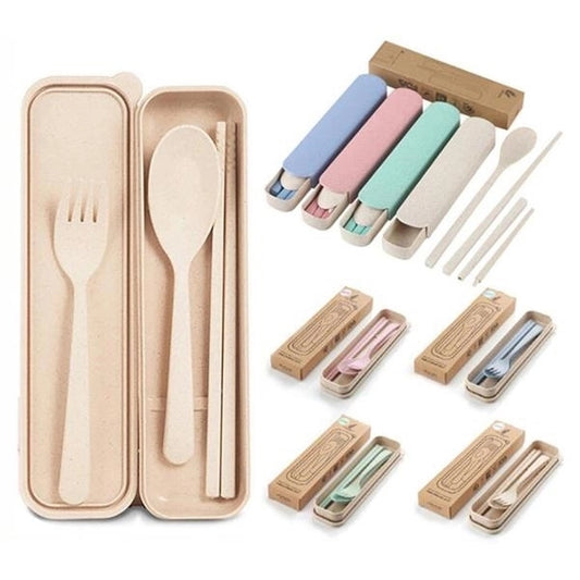 3 Piece Portable Flatware Set With Case