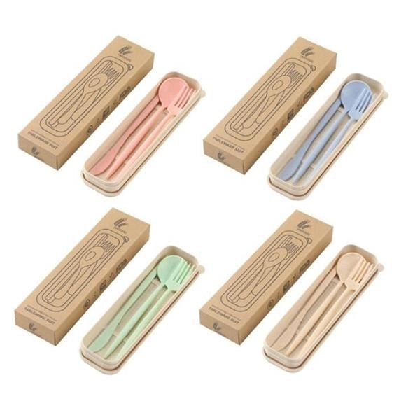 3 Piece Portable Flatware Set With Case