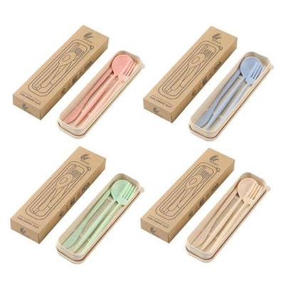 3 Piece Portable Flatware Set With Case