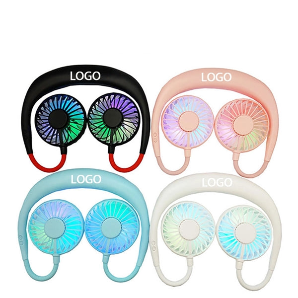 Neckband Fan with USB Charging and LED Light