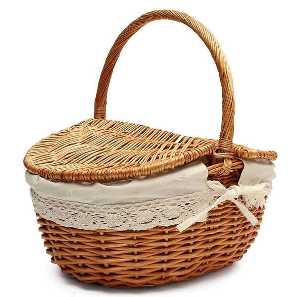 Wicker  Picnic Baskets Woven Willow Basket with Lid handle
