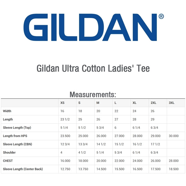Gildan 6.1 oz 100% Cotton Preshrunk Ladies T-Shirt Imprinted