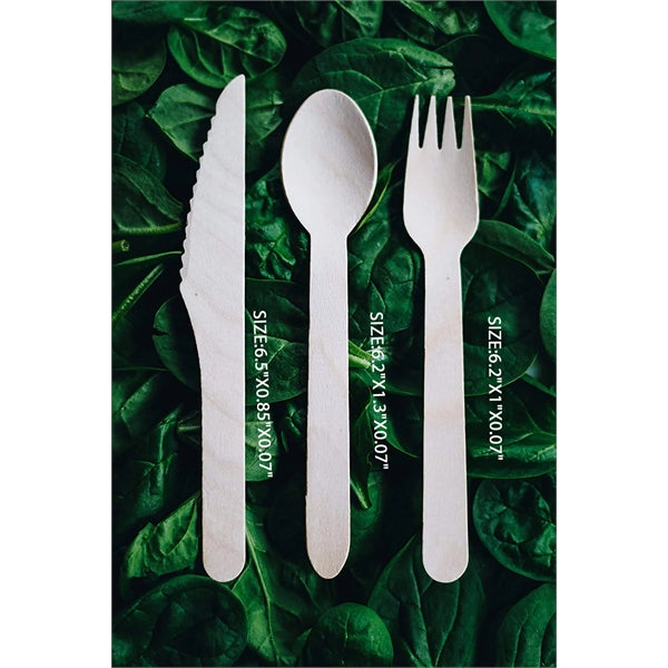 Disposable Wooden Cutlery Forks,  Knives,  Spoons, 6.2 inch