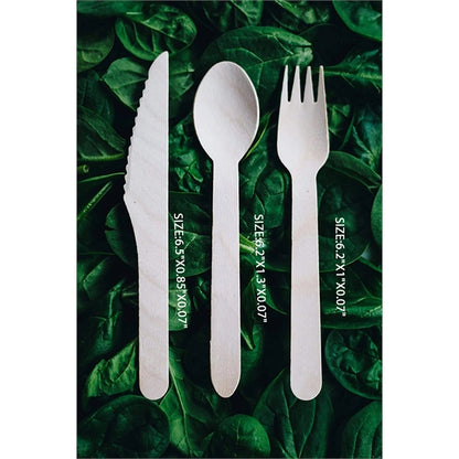 Disposable Wooden Cutlery Forks,  Knives,  Spoons, 6.2 inch
