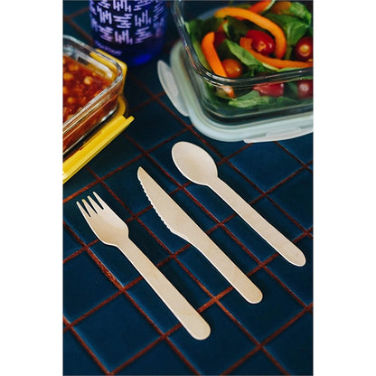 Disposable Wooden Cutlery Forks,  Knives,  Spoons, 6.2 inch