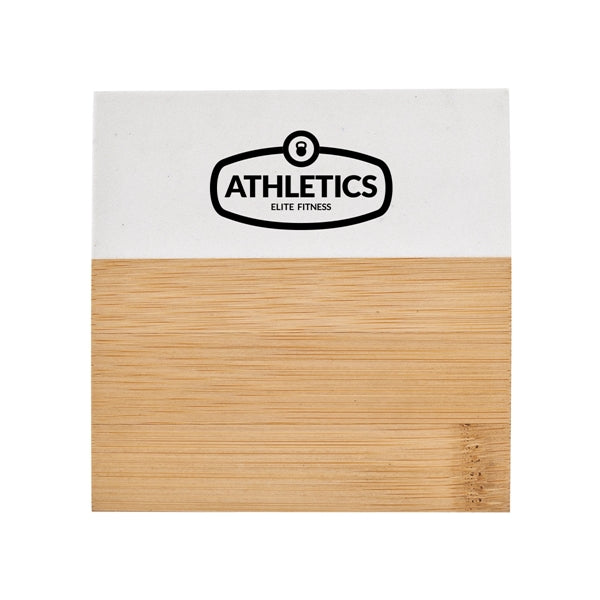 Square-Shaped Bamboo and Marble-Designed Coaster