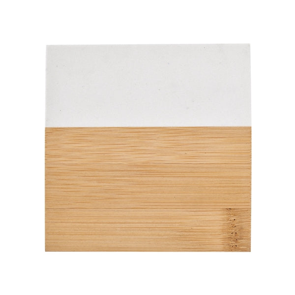 Square-Shaped Bamboo and Marble-Designed Coaster