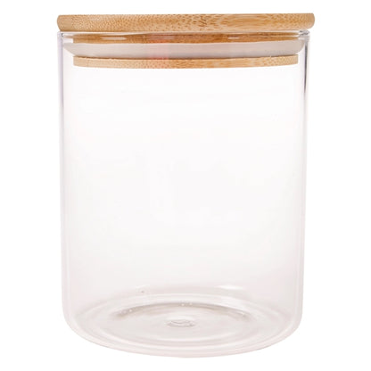 Bamboo Lid-Covered Glass Container