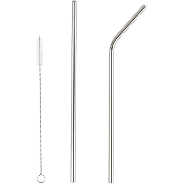 8.46" Bamboo Knife/Fork/Spoon Stainless Steel Straw Set