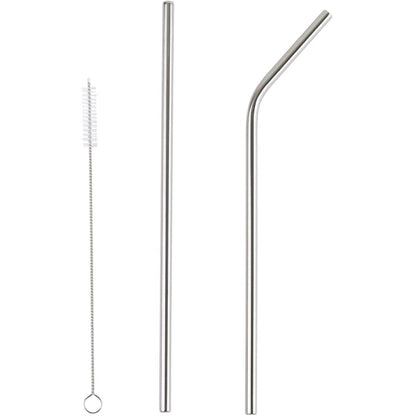 8.46" Bamboo Knife/Fork/Spoon Stainless Steel Straw Set