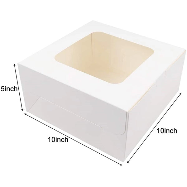 10x10x5 Inches White Bakery Boxes with Window