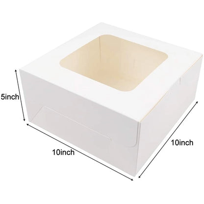 10x10x5 Inches White Bakery Boxes with Window