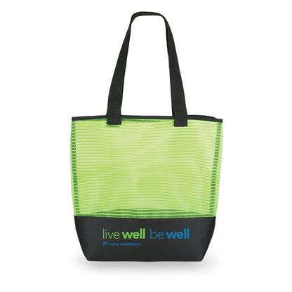 Stripe Mesh Weave Tote Bag