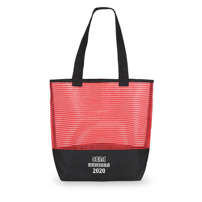 Stripe Mesh Weave Tote Bag