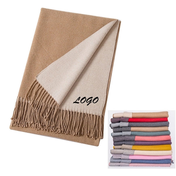 Reversible Cashmere Thick Tassel Shawl