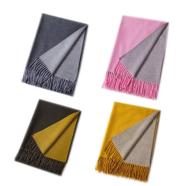 Reversible Cashmere Thick Tassel Shawl