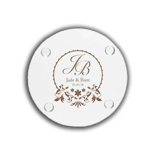 4" Round Clear Glass Coaster w/ Custom Imprint