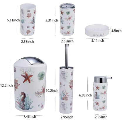 Colorful Ocean 6pcs Bathroom Accessories Set
