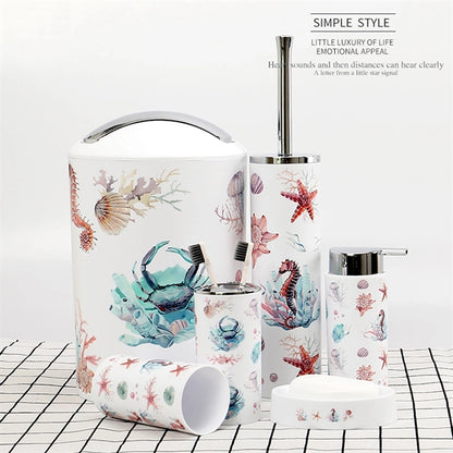 Colorful Ocean 6pcs Bathroom Accessories Set