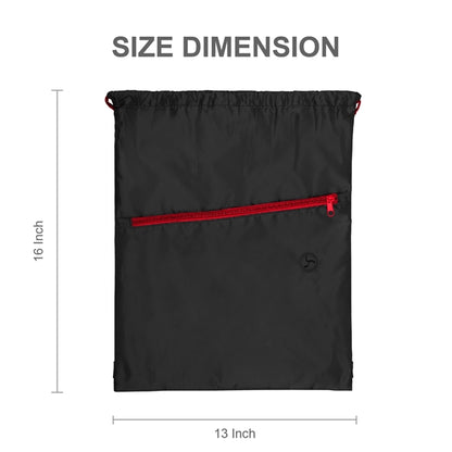 210D Polyester Drawstring Sports Backpack w/ Zipper Pocket