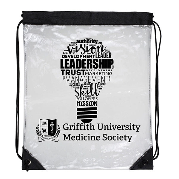 13"Wx16"H - "EVEREST" Tall Clear Drawstring Cinch Pack Backp