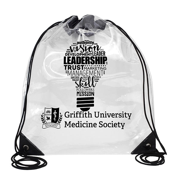13"Wx16"H - "EVEREST" Tall Clear Drawstring Cinch Pack Backp