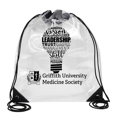 13"Wx16"H - "EVEREST" Tall Clear Drawstring Cinch Pack Backp