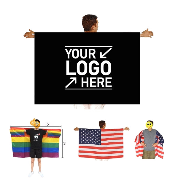 3' X 5' Custom Wearable Spirit Body Flag Cape with Sleeves