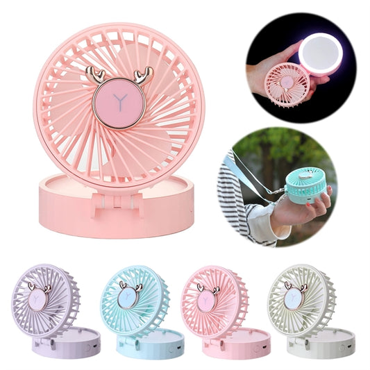 Personal Mini Fan With Makeup Mirror and LED Ring Light