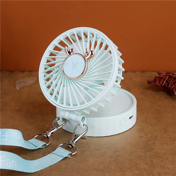 Personal Mini Fan With Makeup Mirror and LED Ring Light