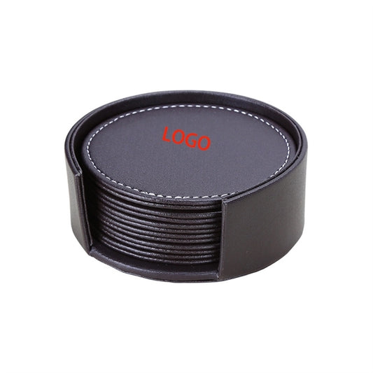 Leather Round Coaster Gift Set