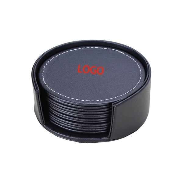 Leather Round Coaster Gift Set