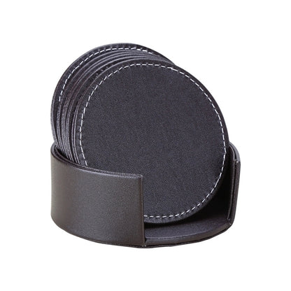 Leather Round Coaster Gift Set