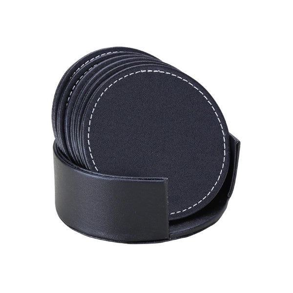 Leather Round Coaster Gift Set