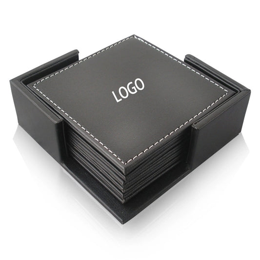 Leather Square Coaster Gift Set
