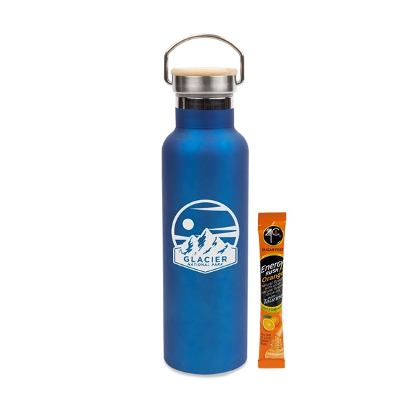 20 Oz Stainless Insulated Bottle w/Bamboo Lid & Energy Mix