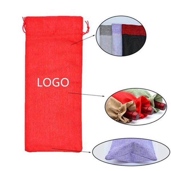 Wholesale Clear Jute Wine Bag with Drawstring Closure.