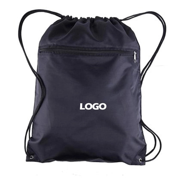 Drawstring Bags with Front Zipper Pocket