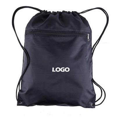 Drawstring Bags with Front Zipper Pocket