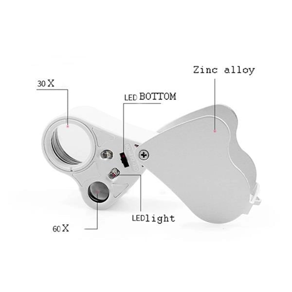30X 60X Pocket Microscope Magnifier Loupe