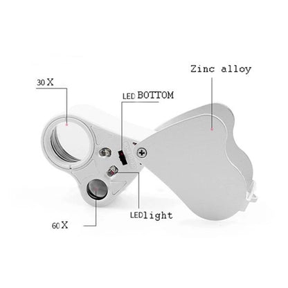 30X 60X Pocket Microscope Magnifier Loupe