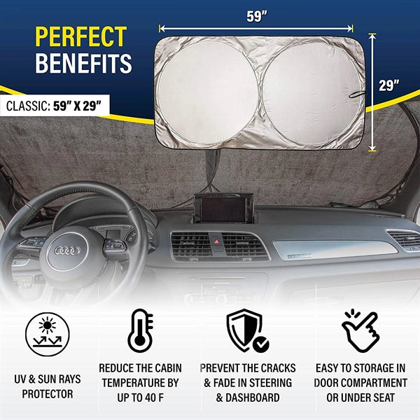 Windshield Sun Shade-Blocks for car (Classic 59" x 29")