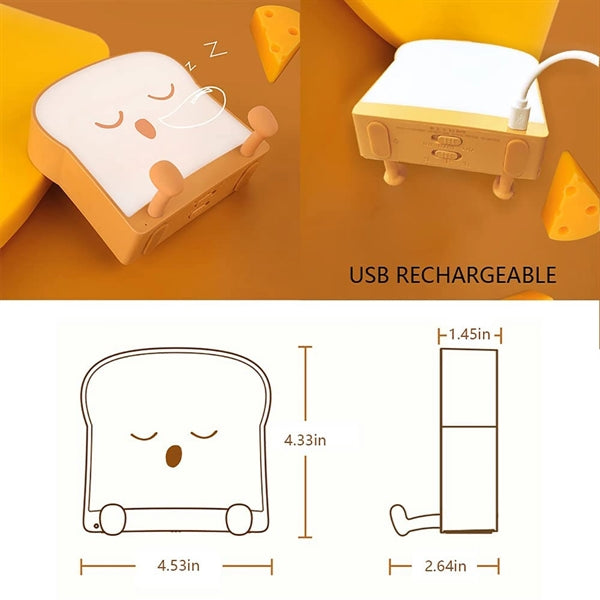 Toast Bread Night Light with Mobile Phone Stand