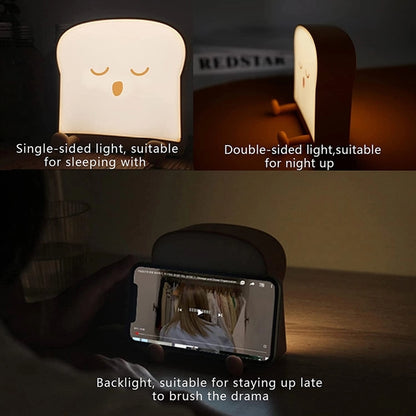 Toast Bread Night Light with Mobile Phone Stand
