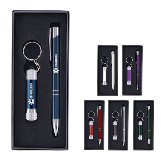 Custom Tres Chic Pen with Chroma LED Flashlight Gift Set