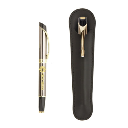 Deluxe Triangle-Designed Rollerball Pen with Gold Accents