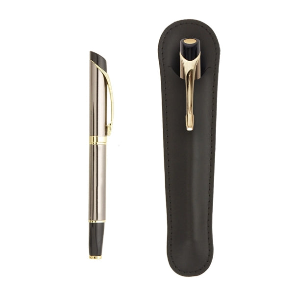 Deluxe Triangle-Designed Rollerball Pen with Gold Accents