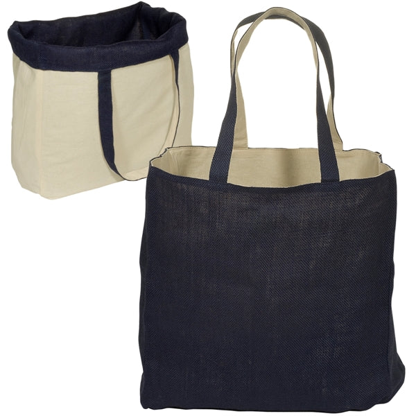 Reversible Jute Bag 14.5" X 14.75" X 5" Cotton Interior